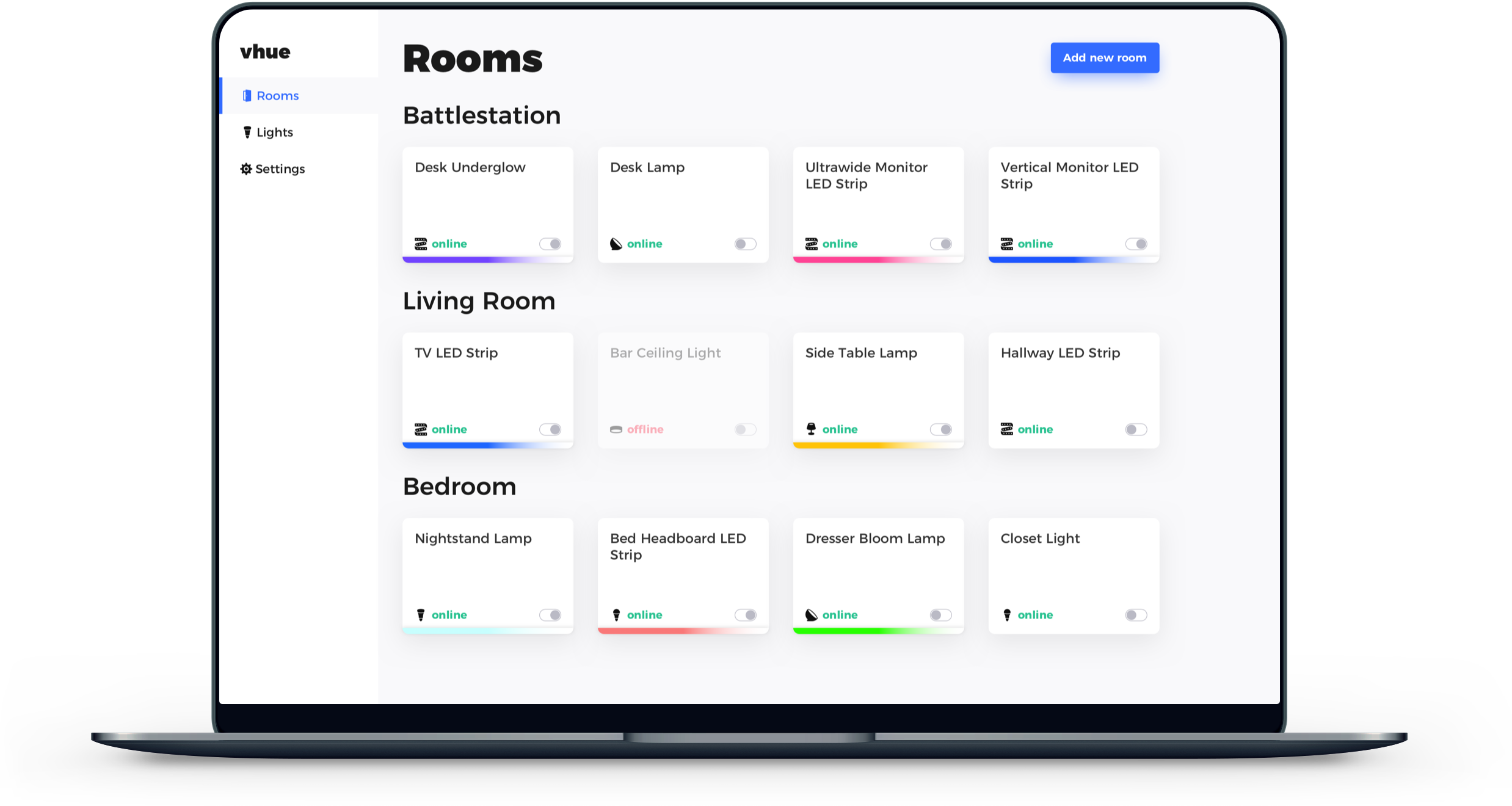vhue light dashboard